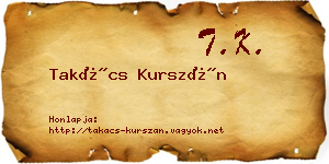 Takács Kurszán névjegykártya